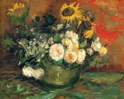 文森特威廉梵高 - 向日葵、玫瑰和其它花